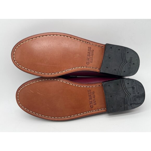 G.H. Bass Weejuns Burgundy Leather Womens Loafers Size 6M With Gold Bit Detail - Picture 10 of 13